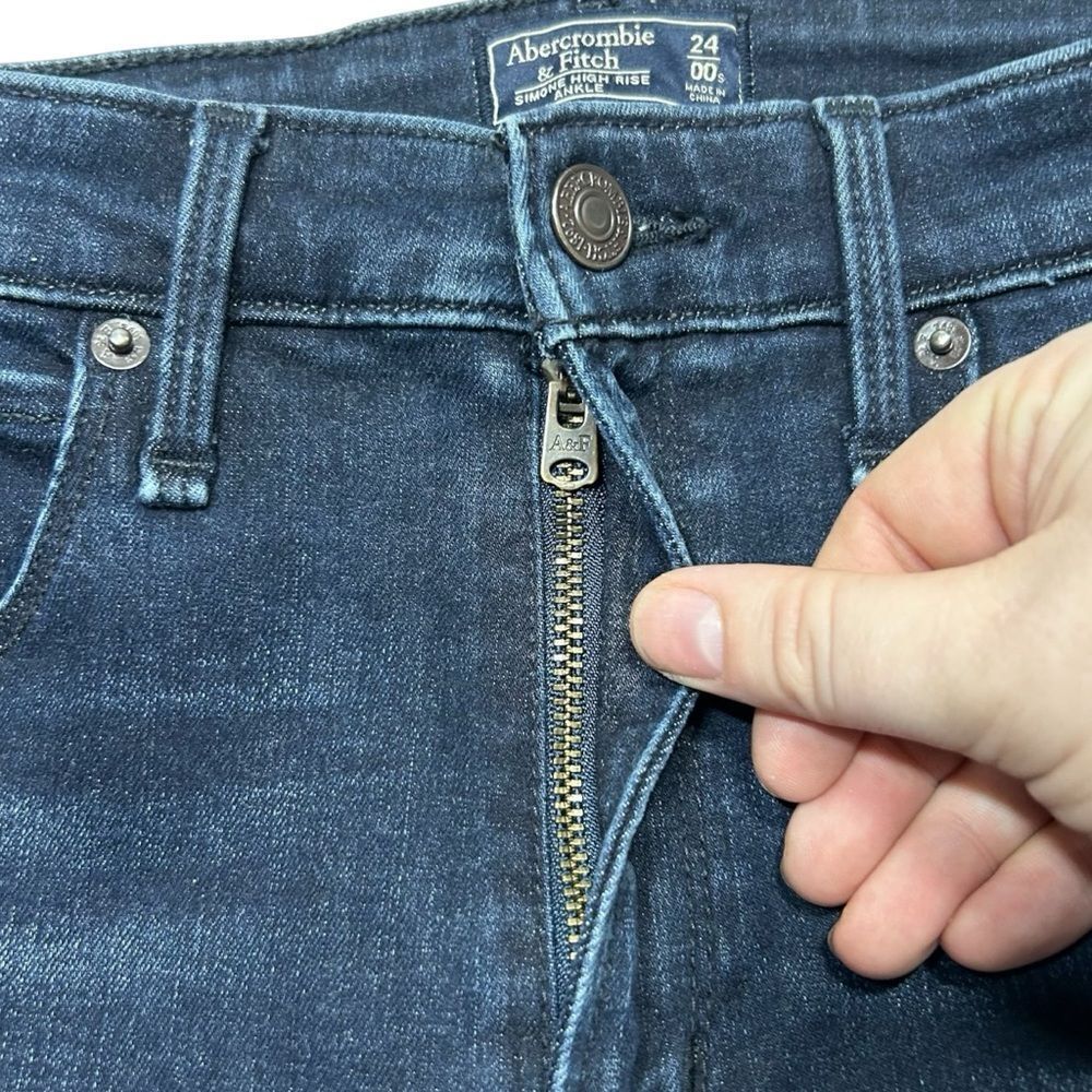 Abercrombie & Fitch Simone High Rise Ankle Split Hem Dark Wash Jeans‎ Sz 24 / 00 - Picture 4 of 10